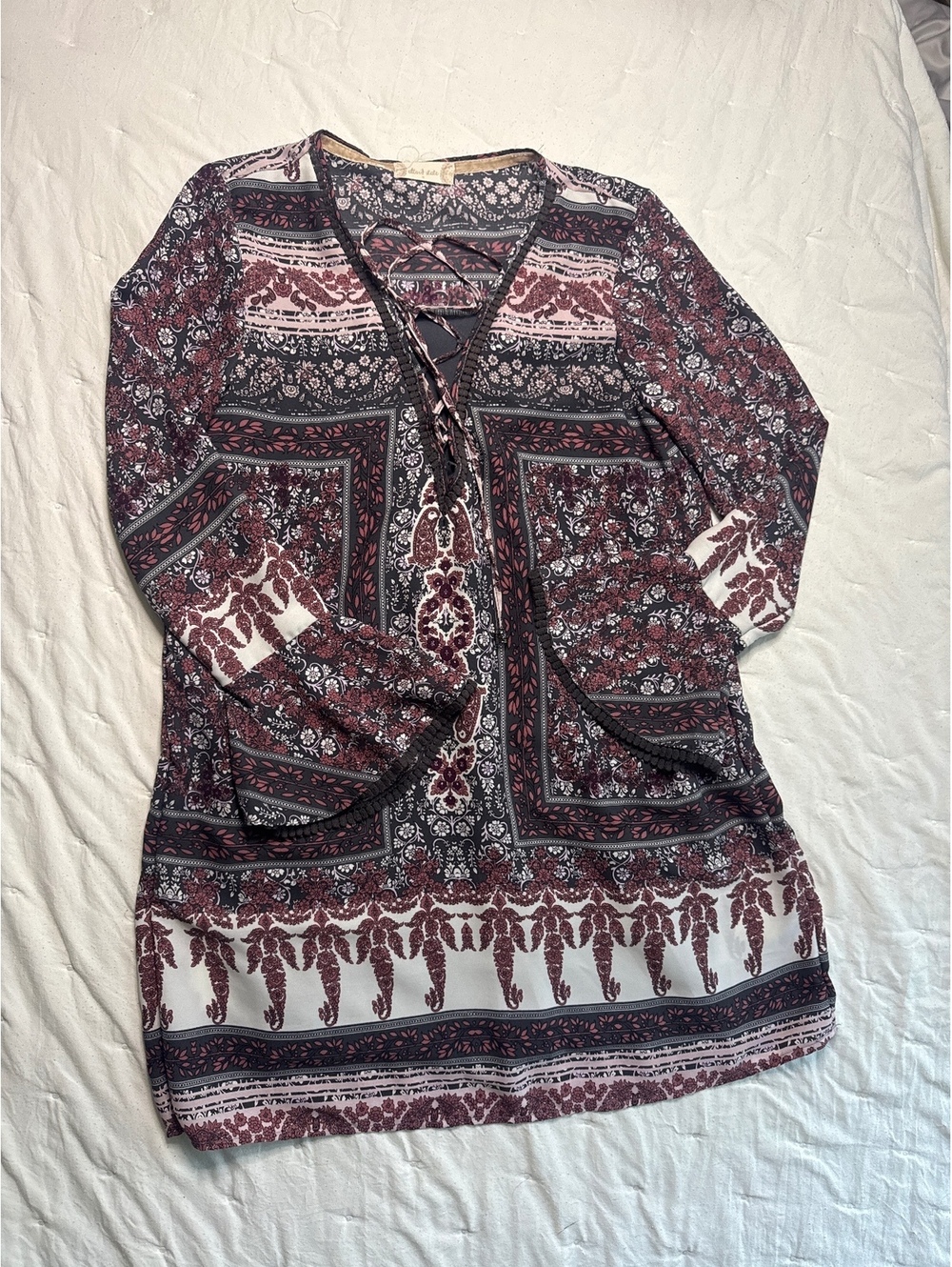 Attard State Women's Patterned Long Sleeve Tunic Top Size S